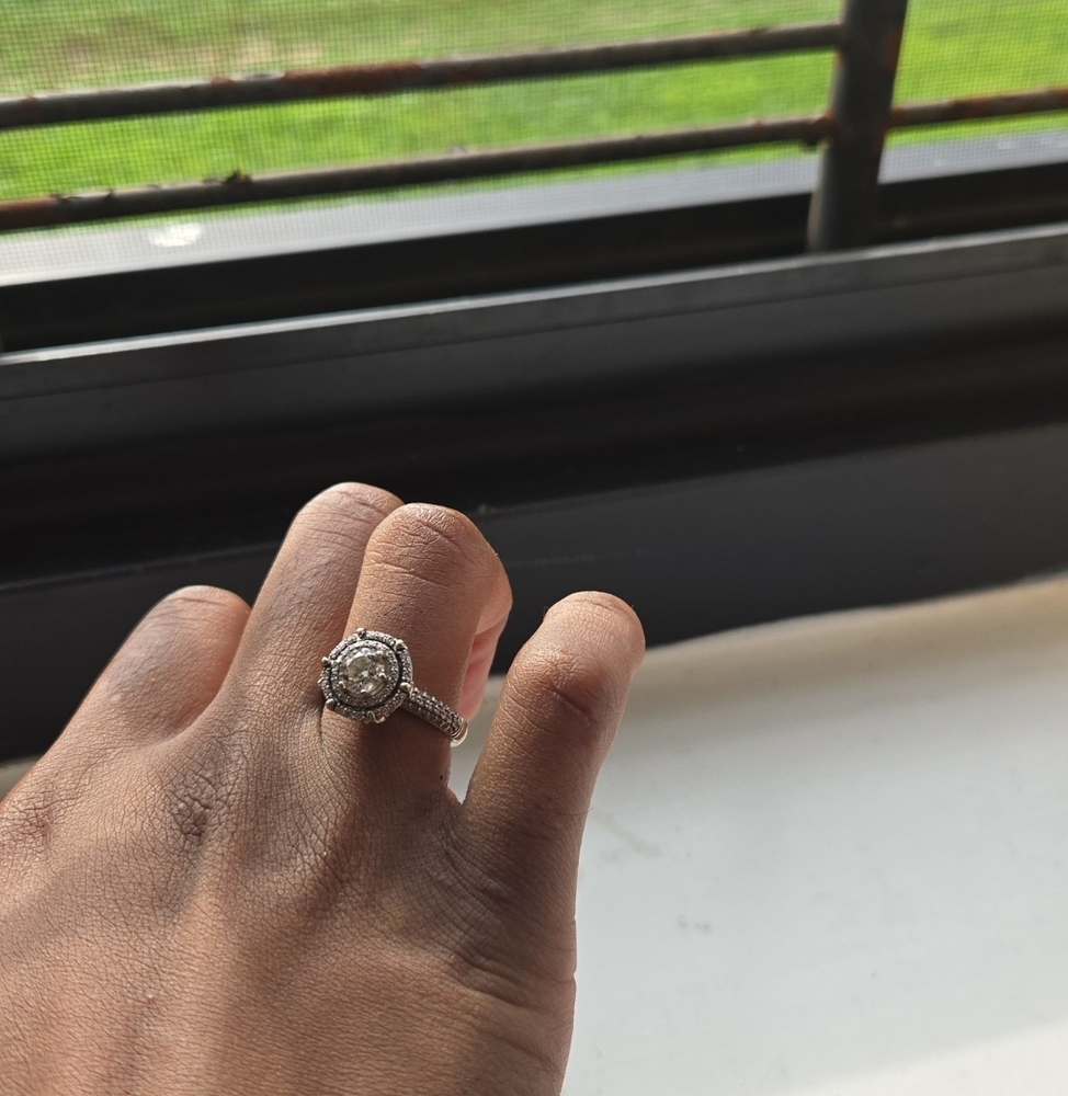 Zales White Gold Ring With Some Gold with Diamond 1 1/2 Carat Size 7